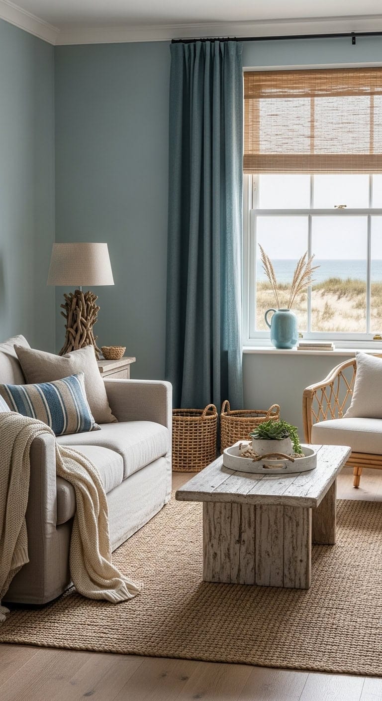 peaceful coastal retreat with natural textures