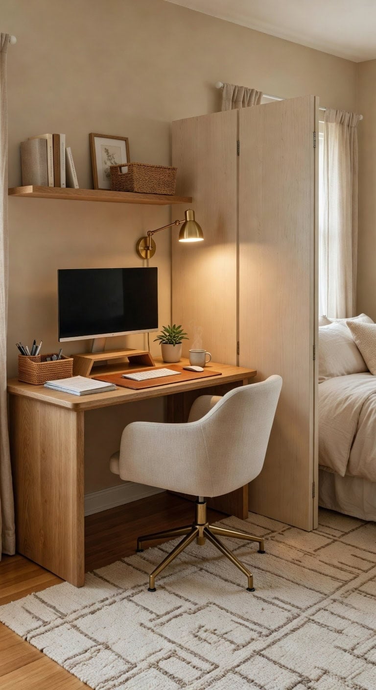 peaceful corner workstation with privacy