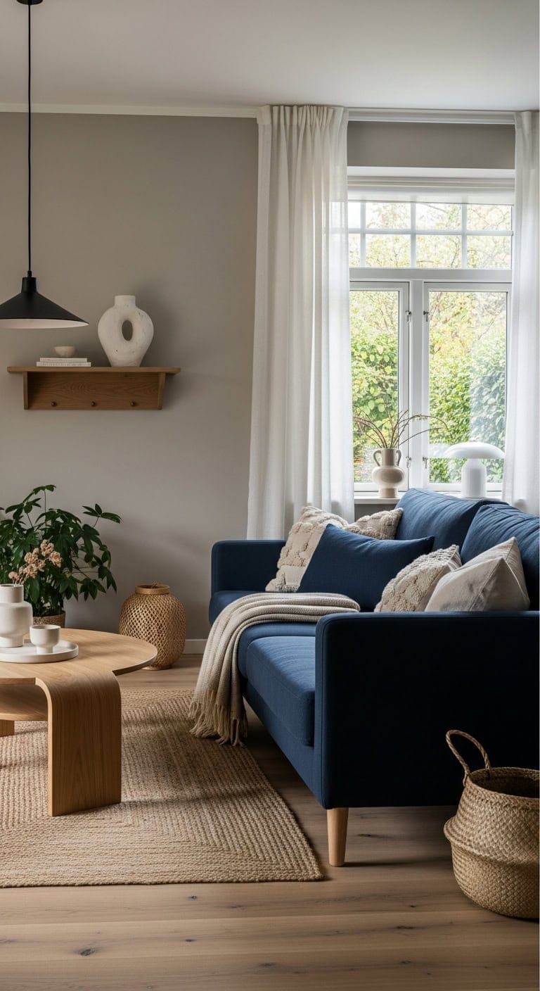 peaceful minimalist japanese nordic living space