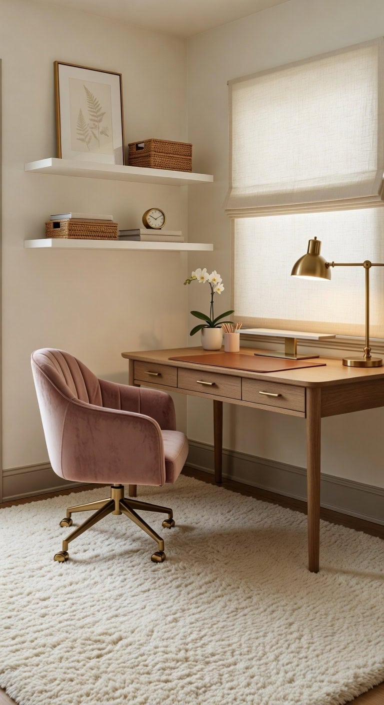 plush cozy transformative home office