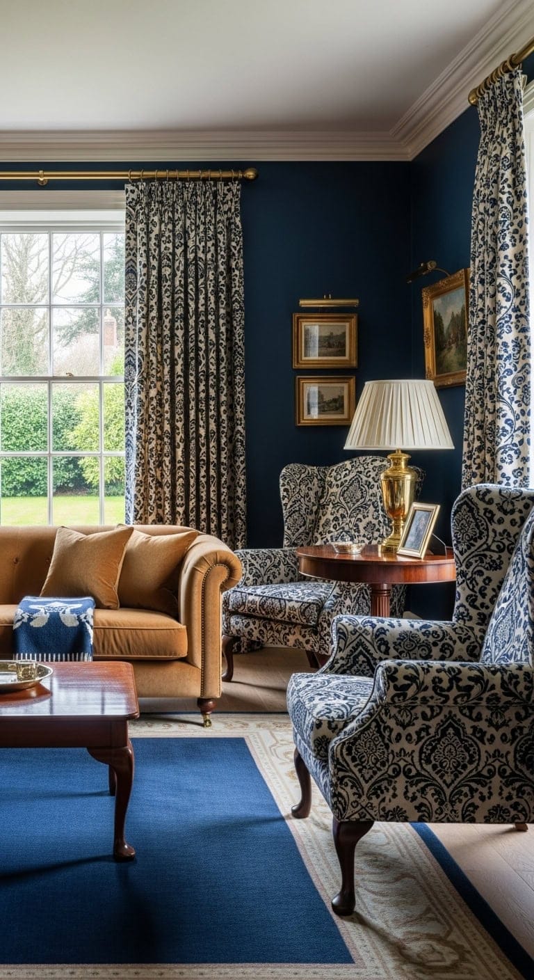 refined elegant timeless navy damask