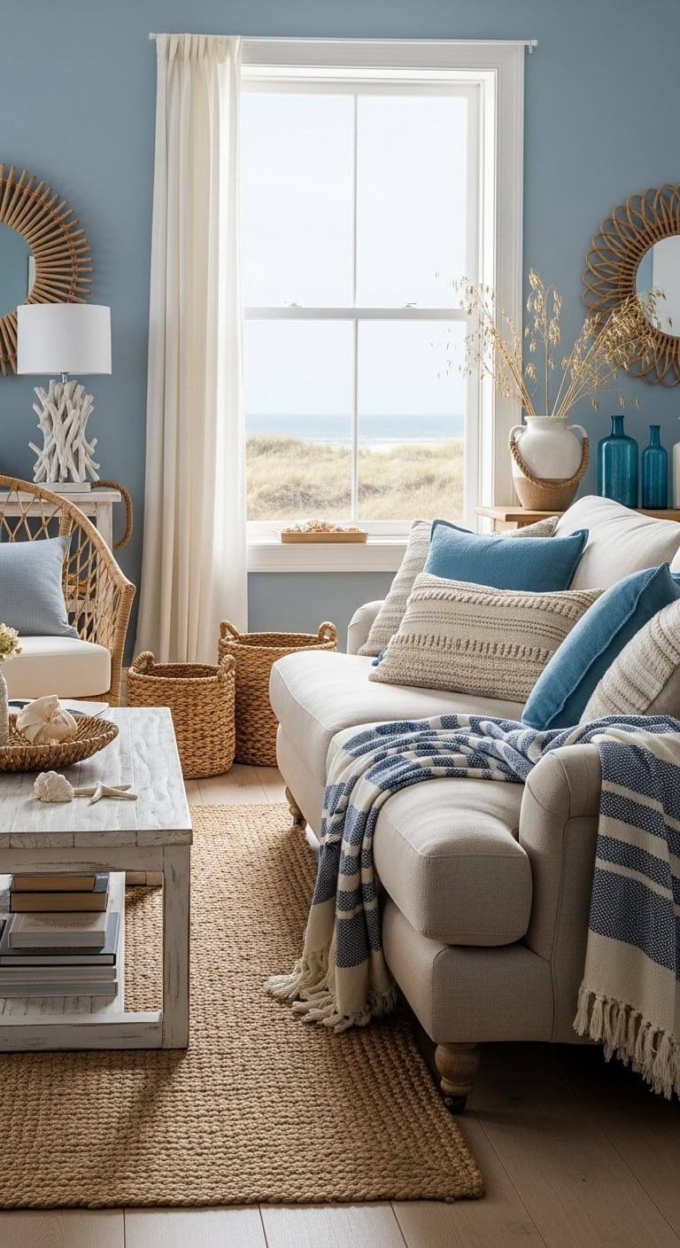 relaxed coastal blue living room