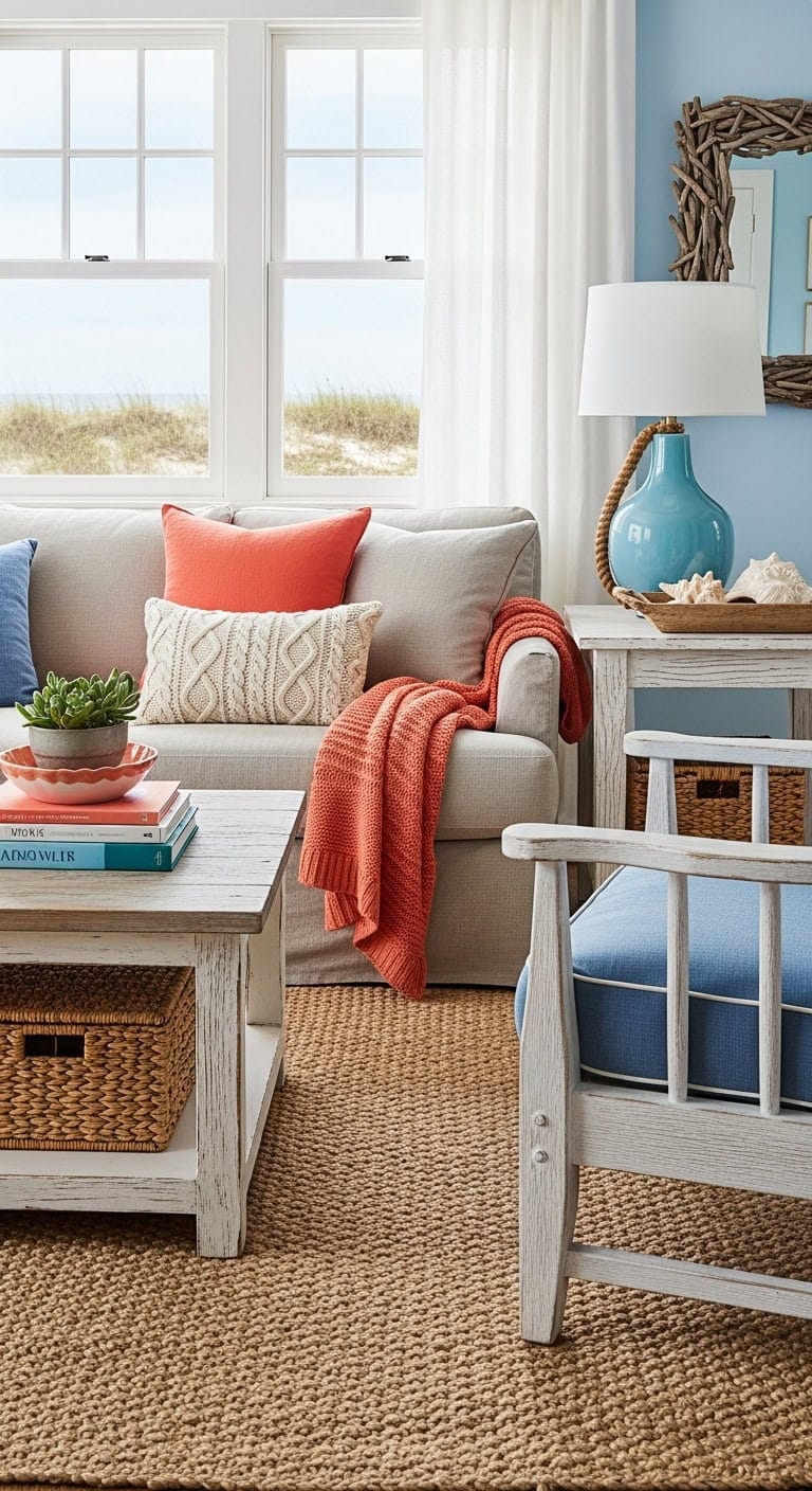 relaxed coastal design with vibrant accents