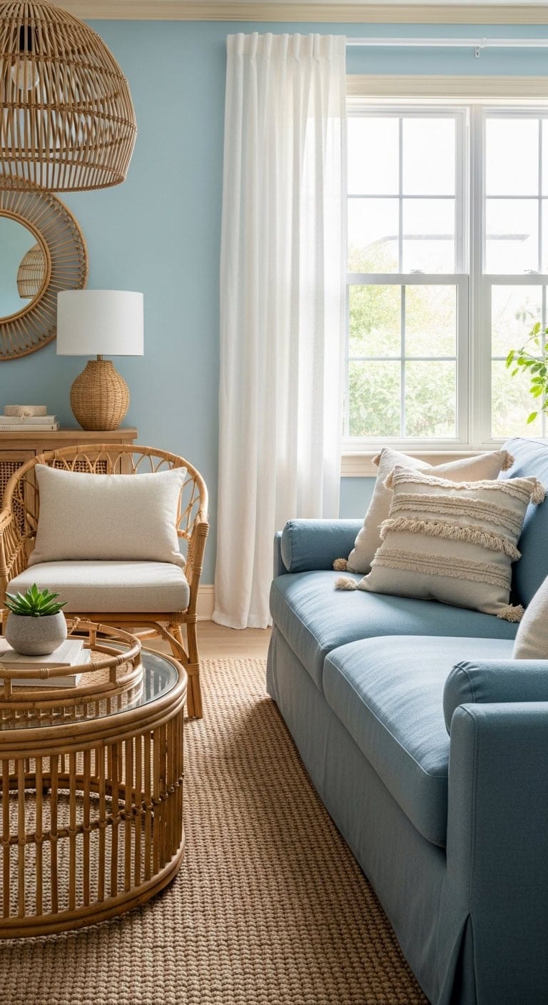 relaxing coastal inspired living space