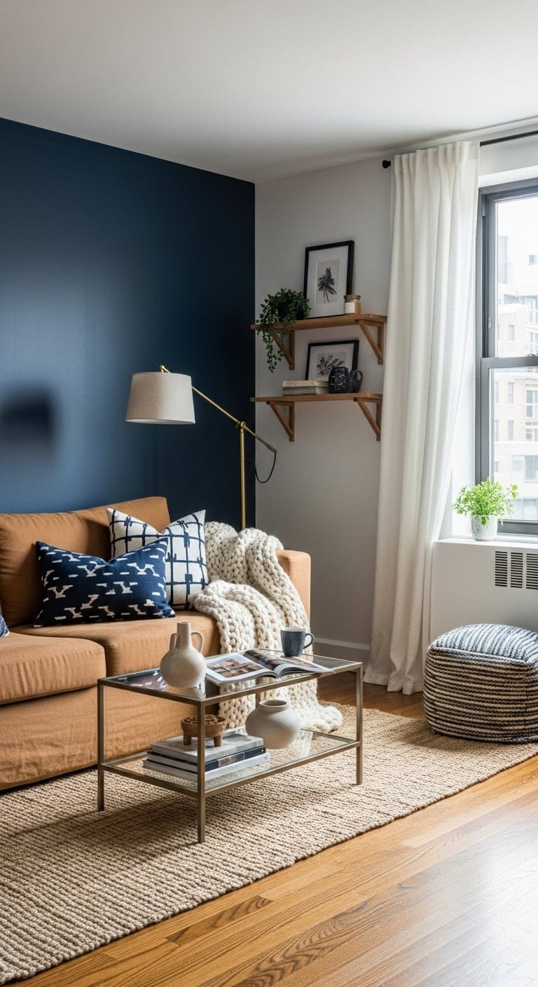 removable bold blue accent wall idea