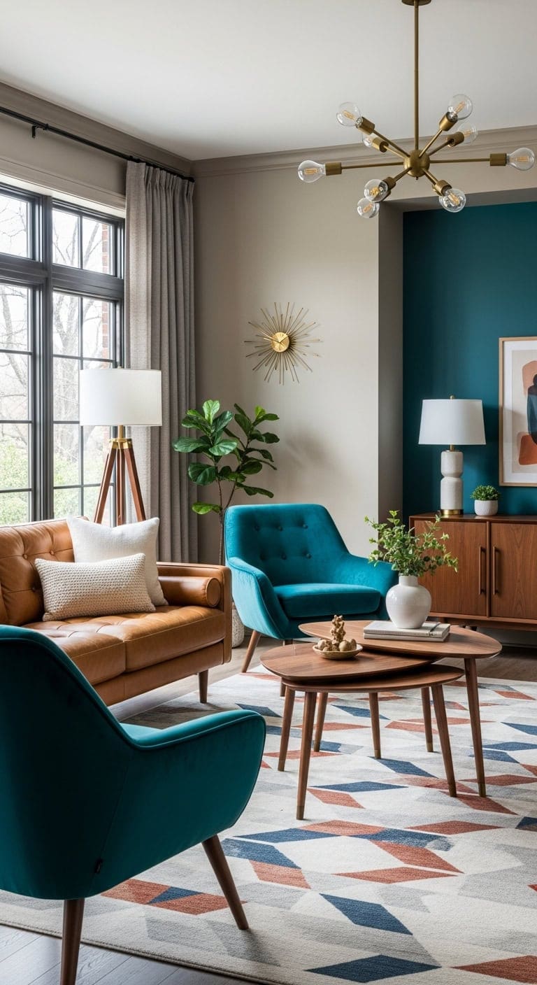 retro chic teal blue contrast