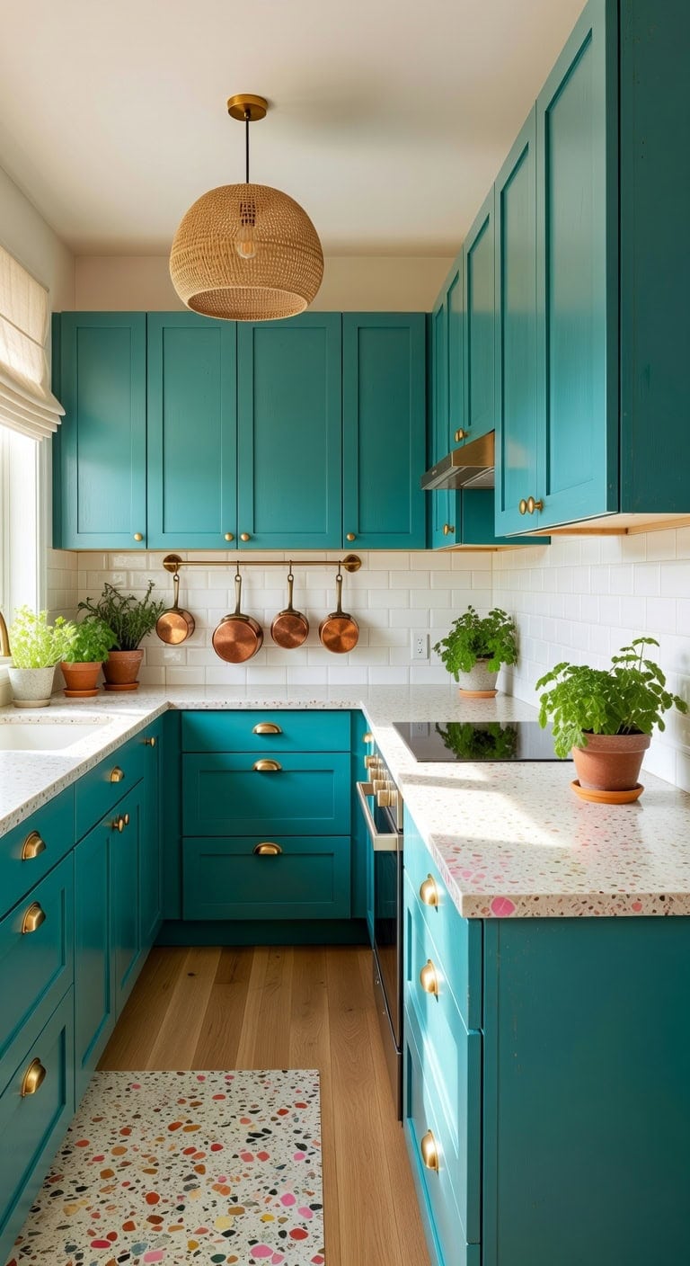 retro fresh terrazzo and teal delight