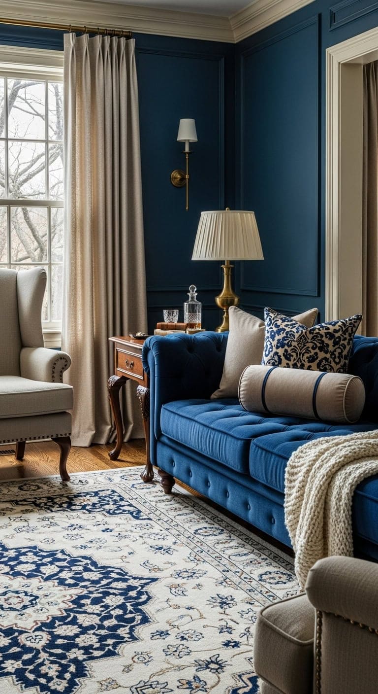 rich blue velvet tufted softness