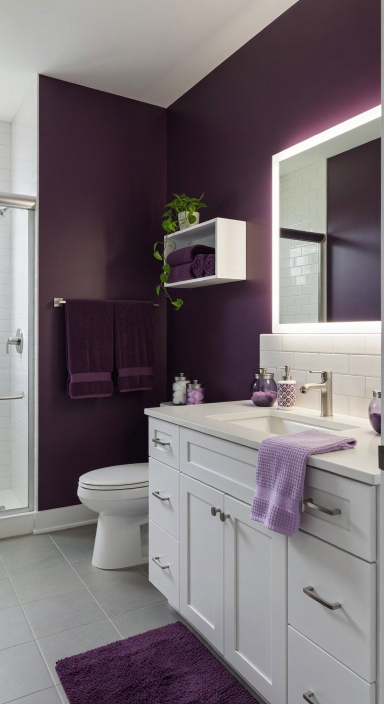 rich purple bathroom refresh