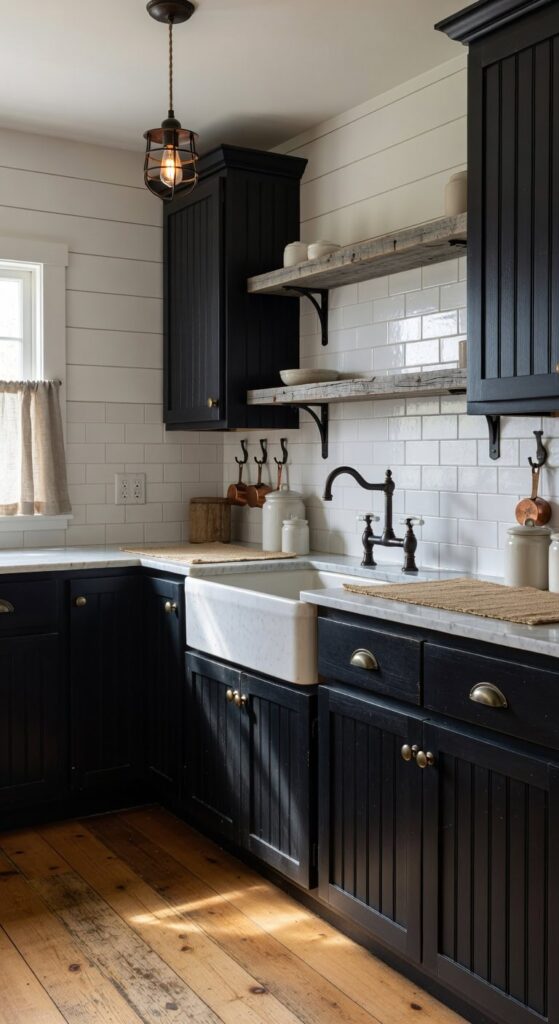 21 Rustic Black Kitchen Cabinets Ideas That Blend Edgy and Earthy