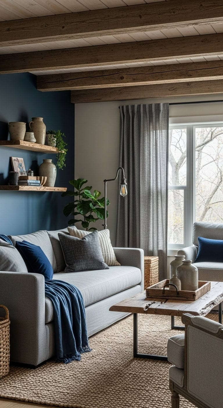 rustic modern navy textured