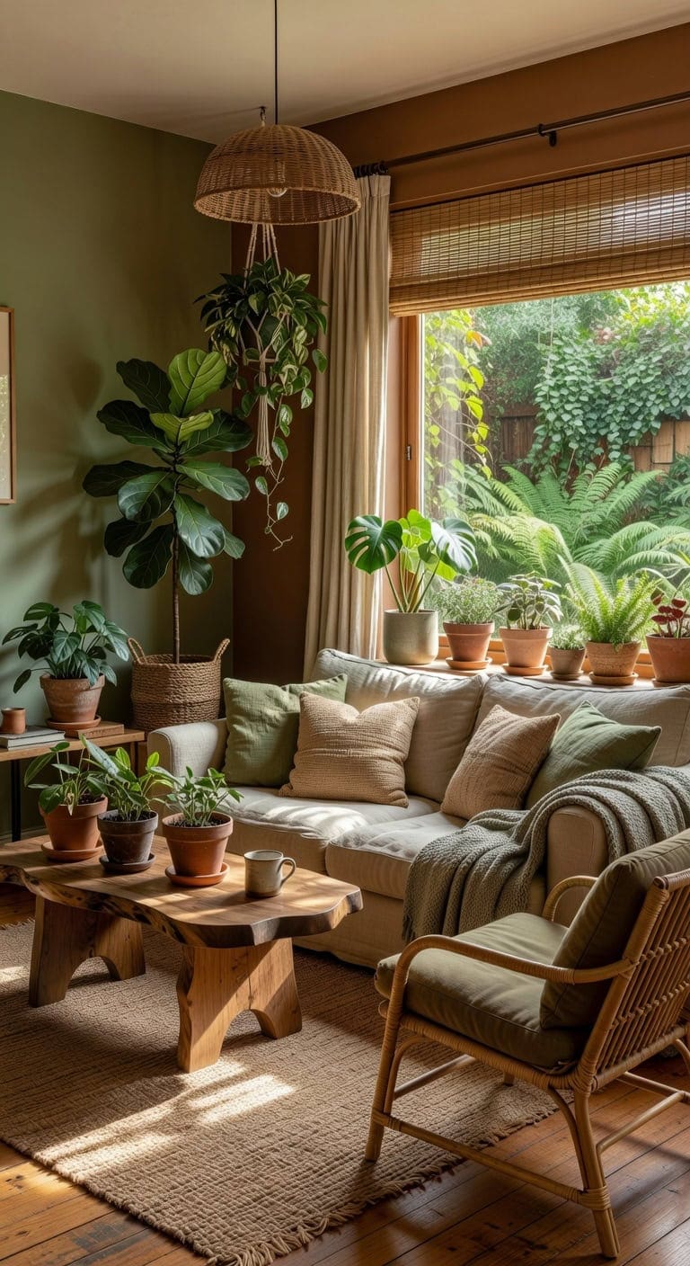 serene biophilic living space