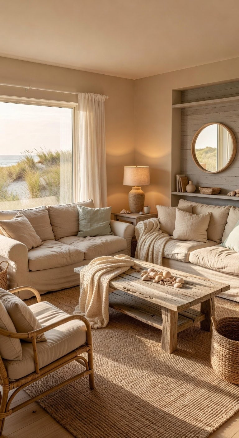 serene coastal living room ambiance
