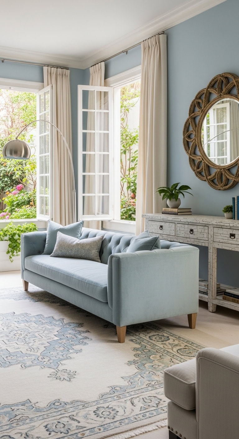 serene fresh blue living room