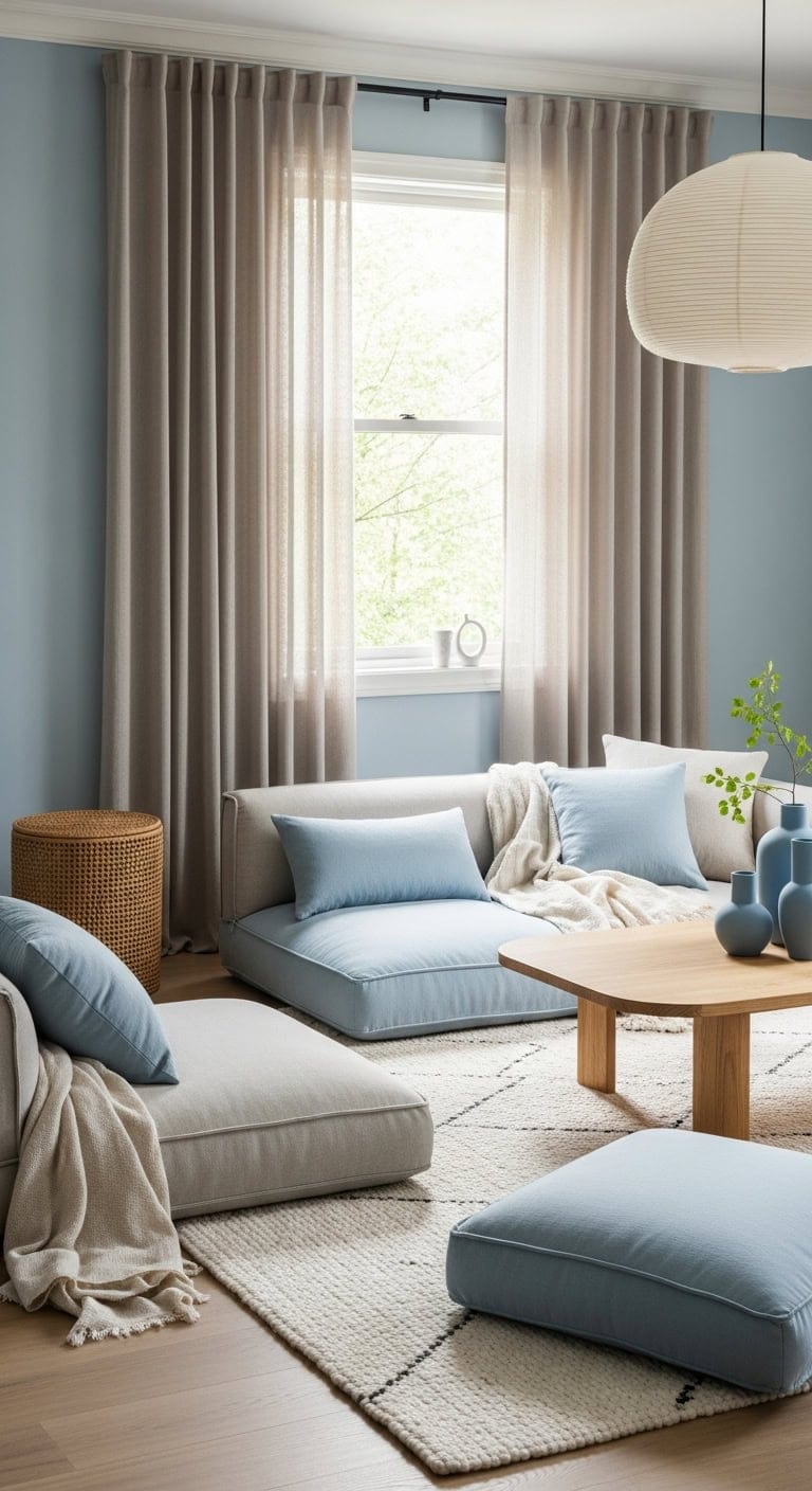 serene japandi living room inspiration