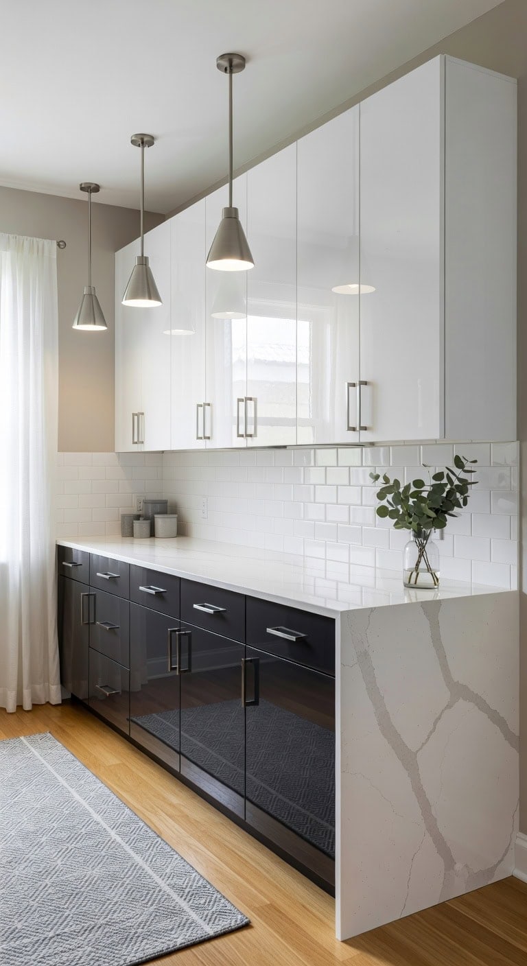 sleek acrylic grounded charcoal modern warmth