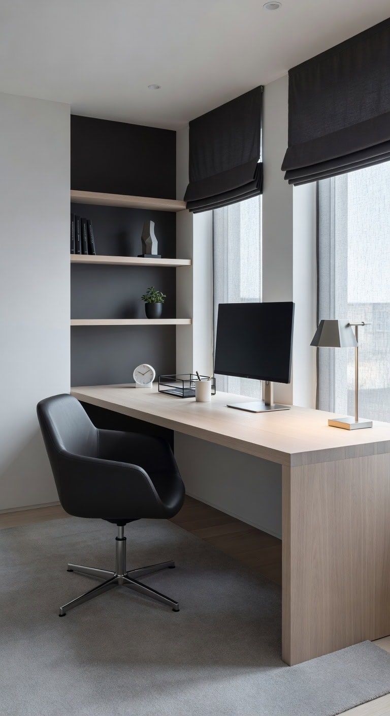 sleek minimalist masculine uncluttered