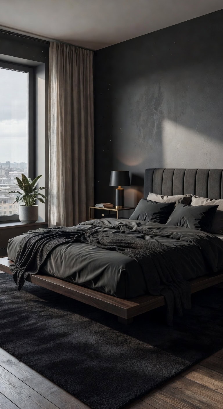 sleek modern platform bed contrast