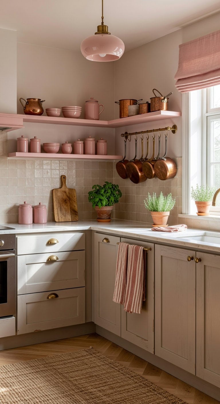 soft feminine kitchen color palette