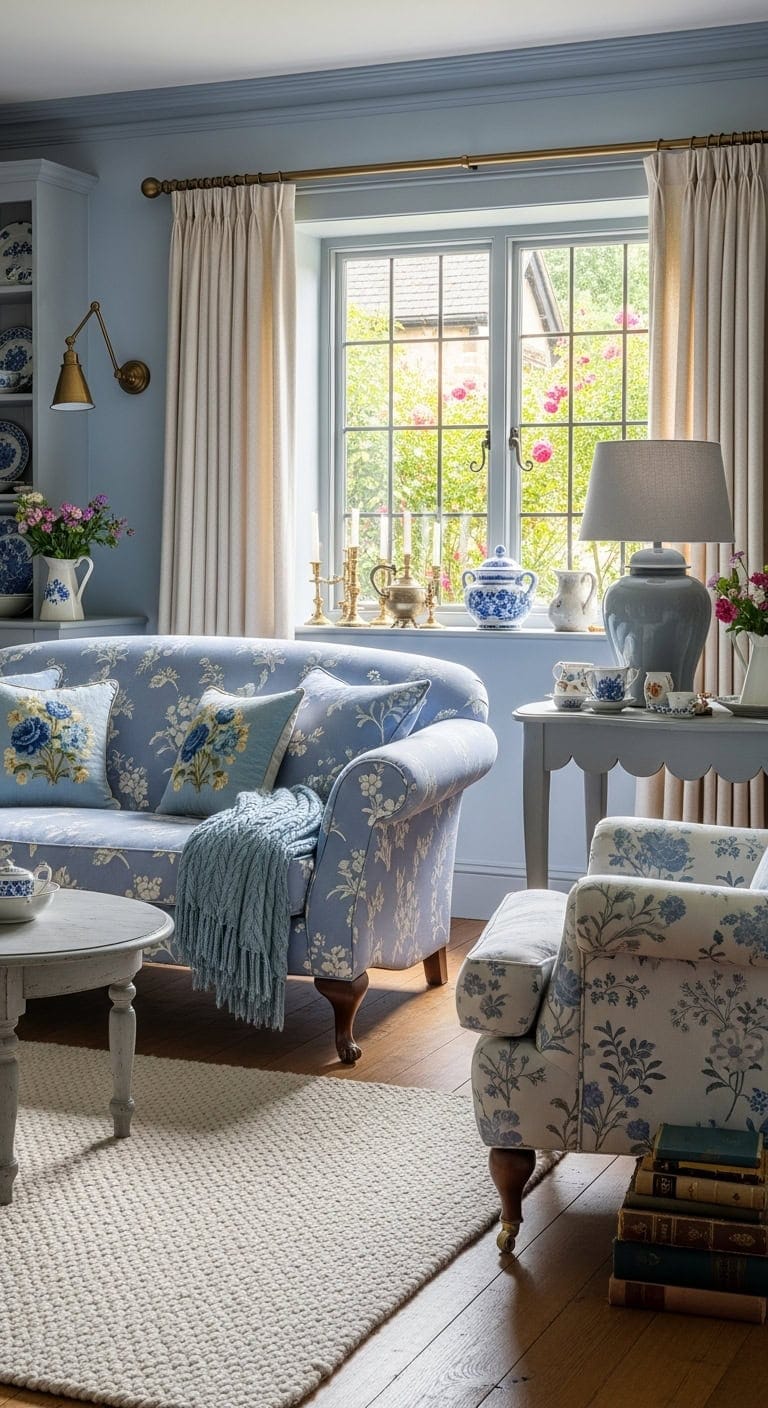 soft periwinkle floral cottage charm