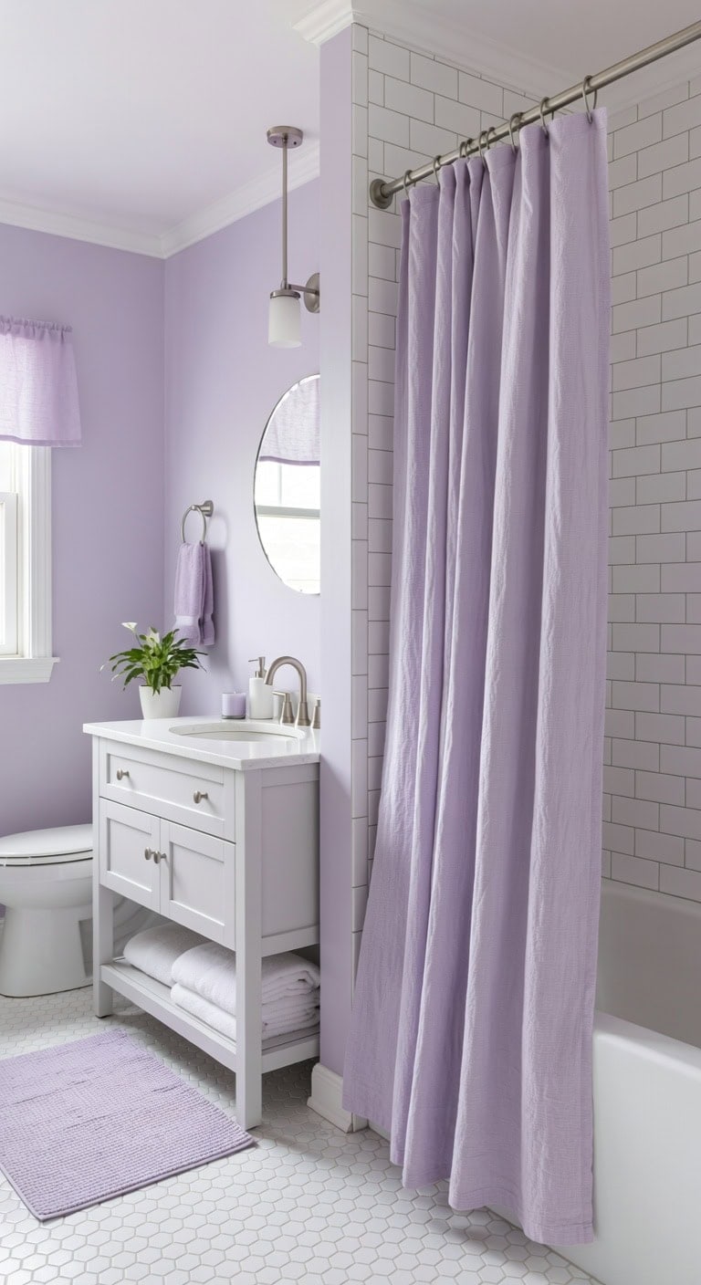 softens rigid bathroom aesthetics