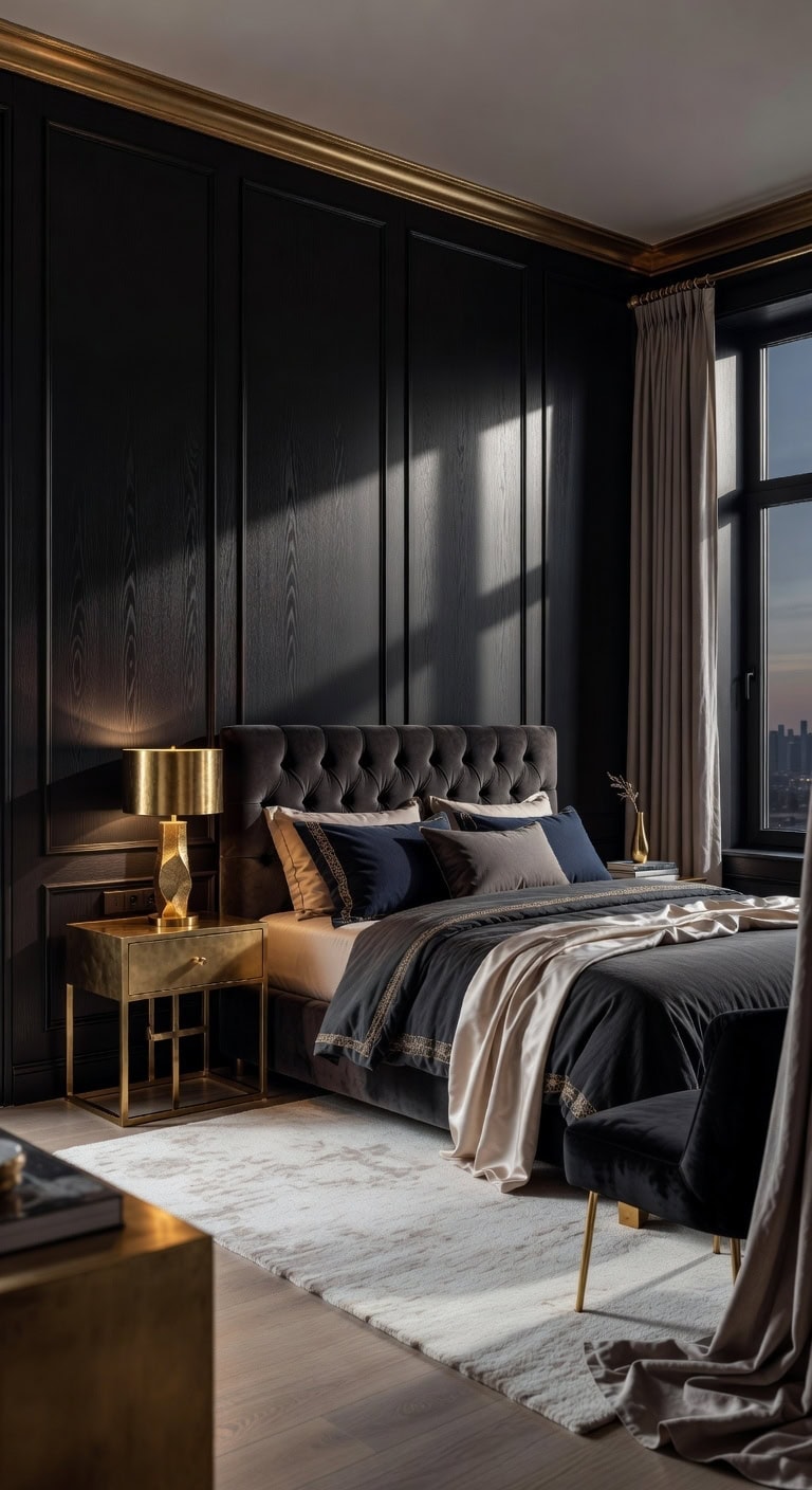 sophisticated black and gold glamour