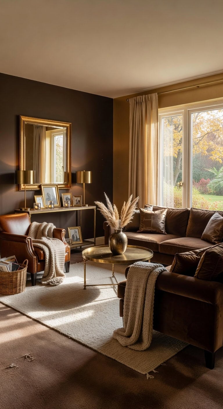 sophisticated cozy metallic accented brown carpet