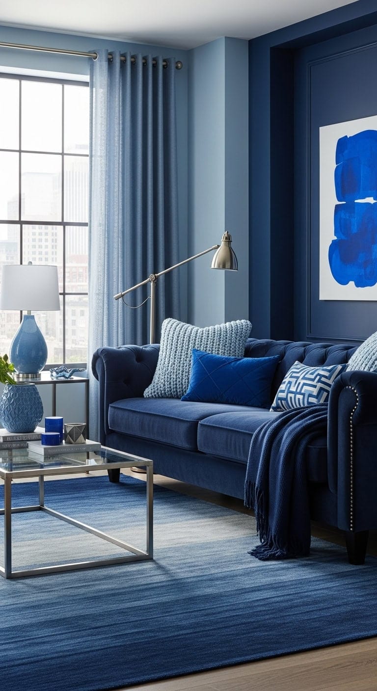 sophisticated cozy monochromatic living room design