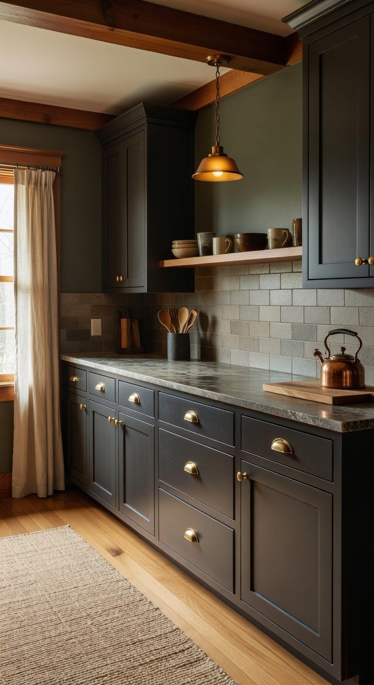 sophisticated craftsman inspired kitchen with soapstone