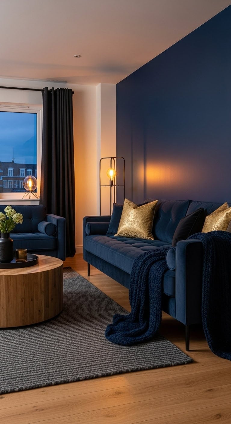 sophisticated dramatic transformative midnight blue sofa