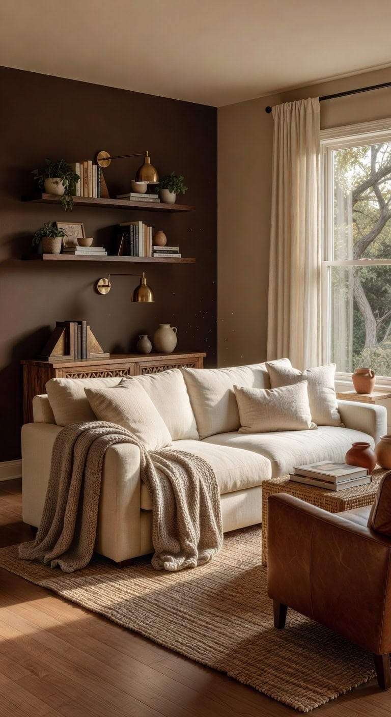 sophisticated espresso living room accent