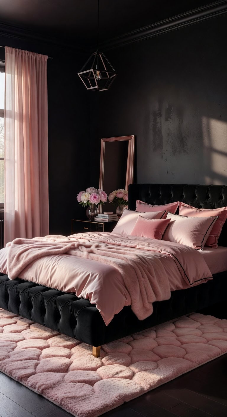 sophisticated feminine black and blush