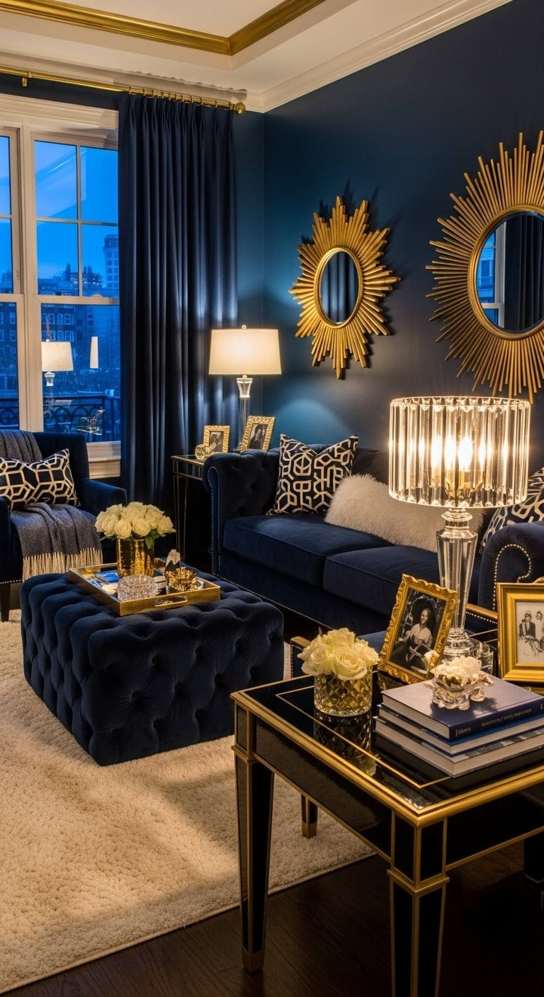 sophisticated glamorous dramatic midnight blue
