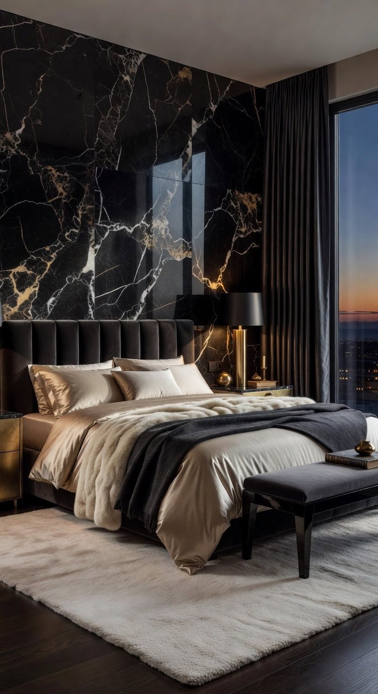sophisticated glamorous luxurious bedroom transformation