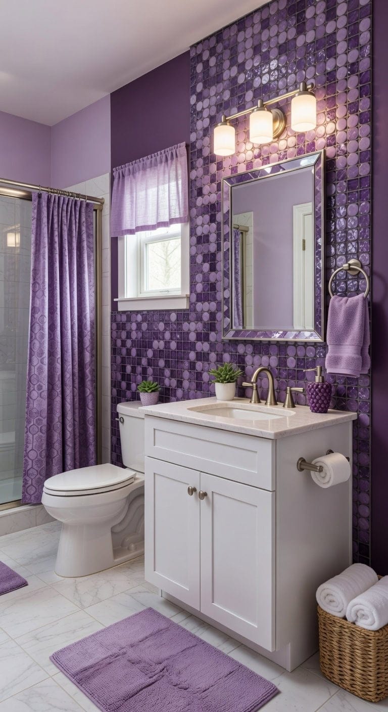 sophisticated grape toned textured backsplash visual interest
