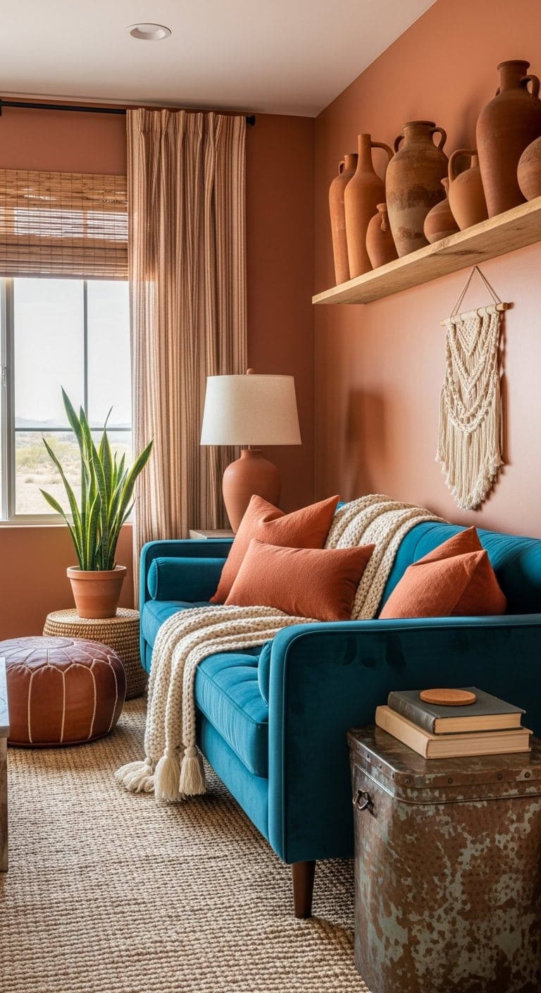 sophisticated grounded teal terracotta palette