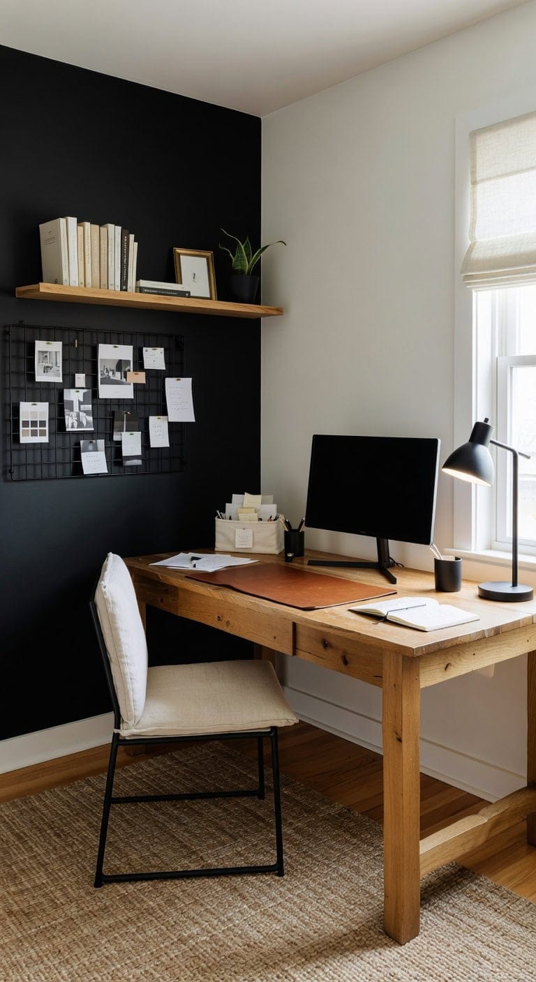 sophisticated home office accent wall