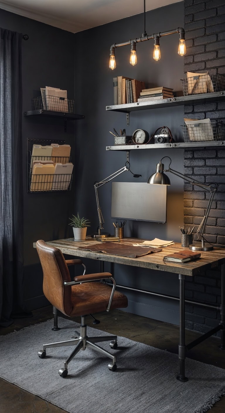 sophisticated industrial loft workspace decor