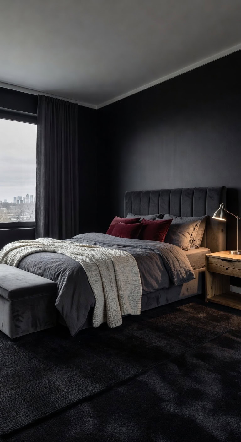 sophisticated low maintenance black carpet design