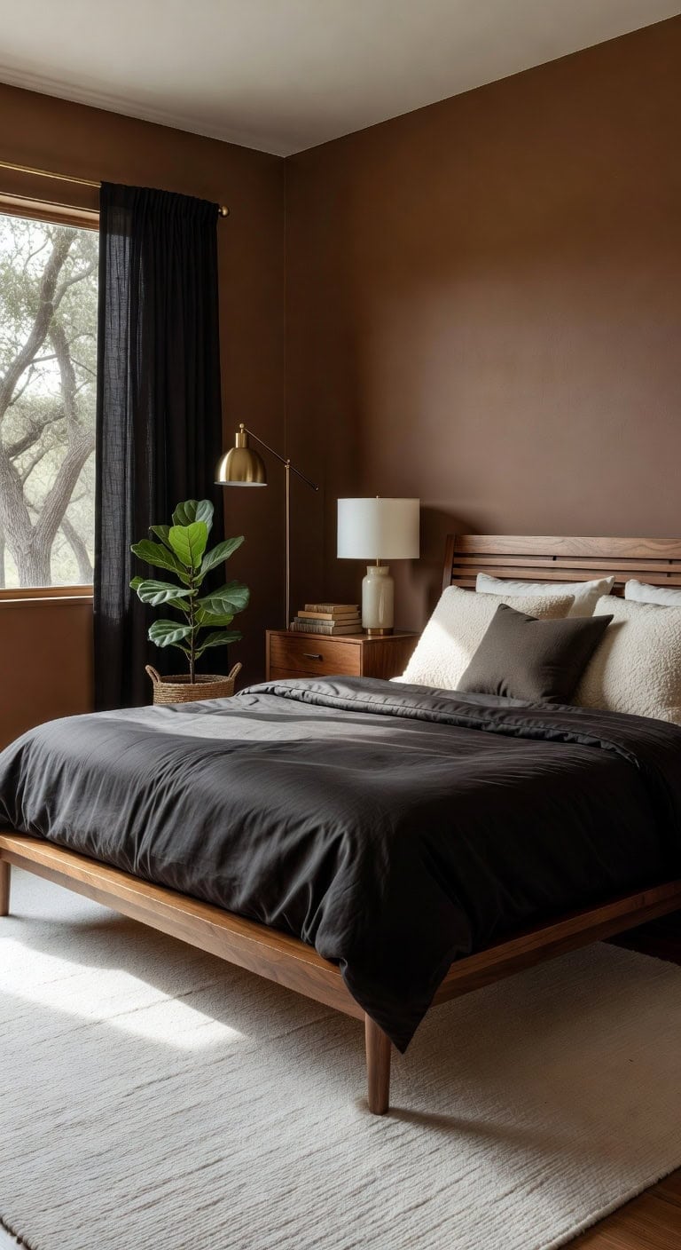 sophisticated mid century black and walnut design