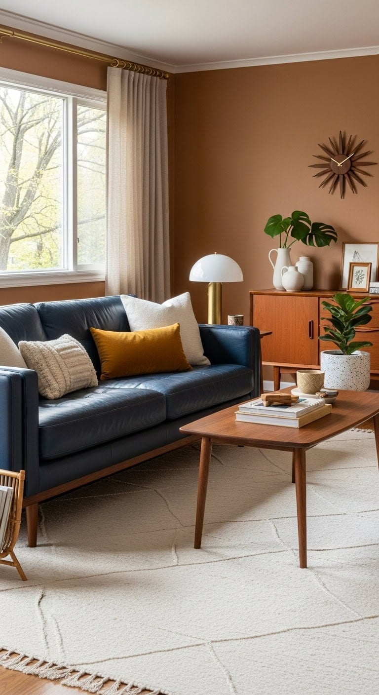 sophisticated mid century modern leather sofa