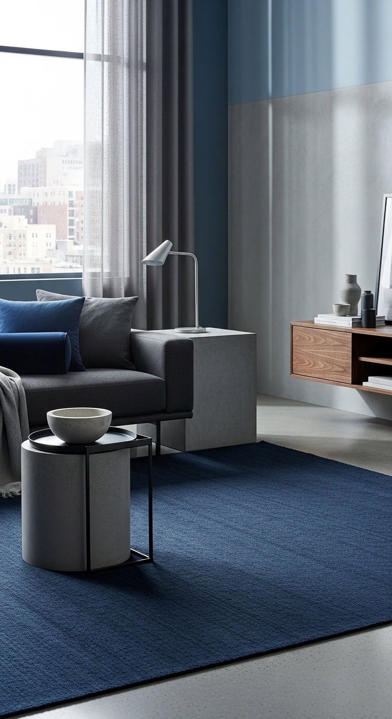 sophisticated minimalist sapphire concrete contrast