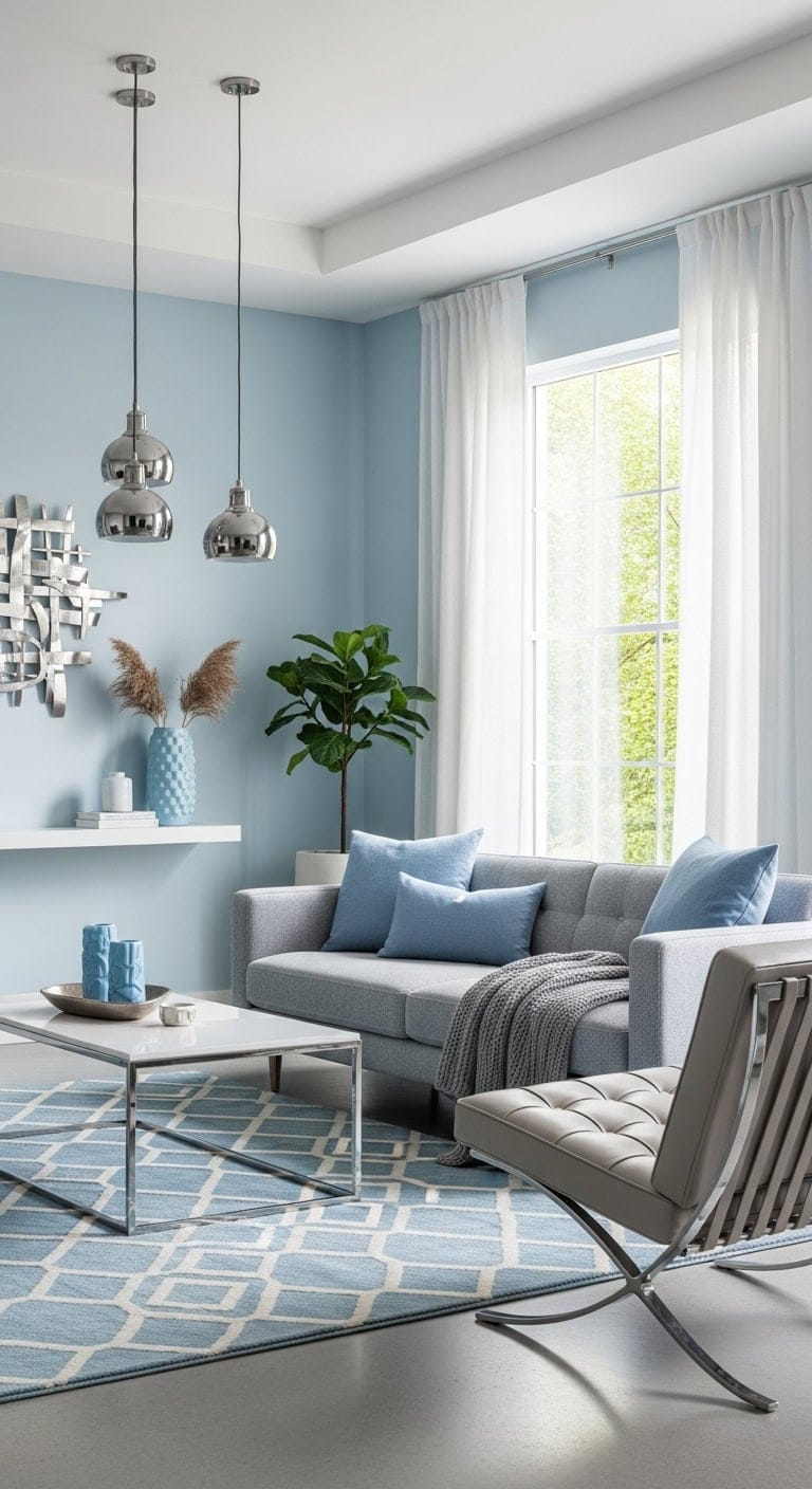 sophisticated simplicity metal trimmed living space