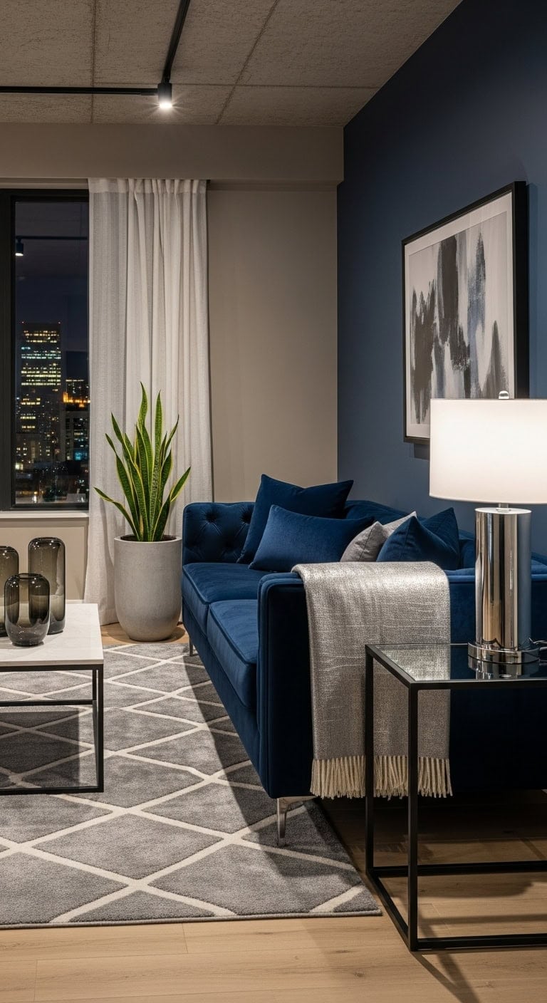 sophisticated urban modern navy seating