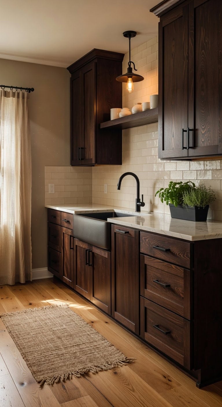 sophisticated warm modern kitchen design