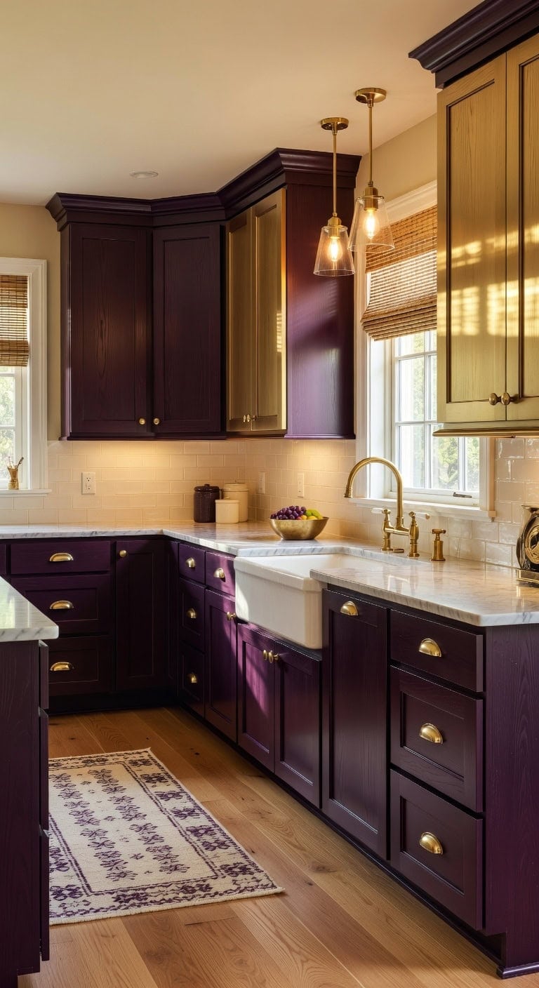 sophisticated yet inviting grape toned kitchen