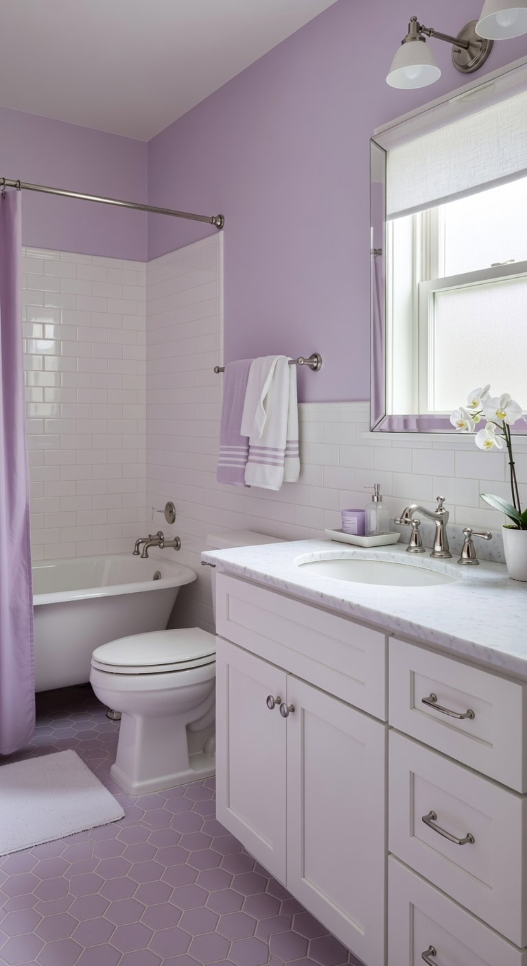 spa like classic feminine bathroom tile combination
