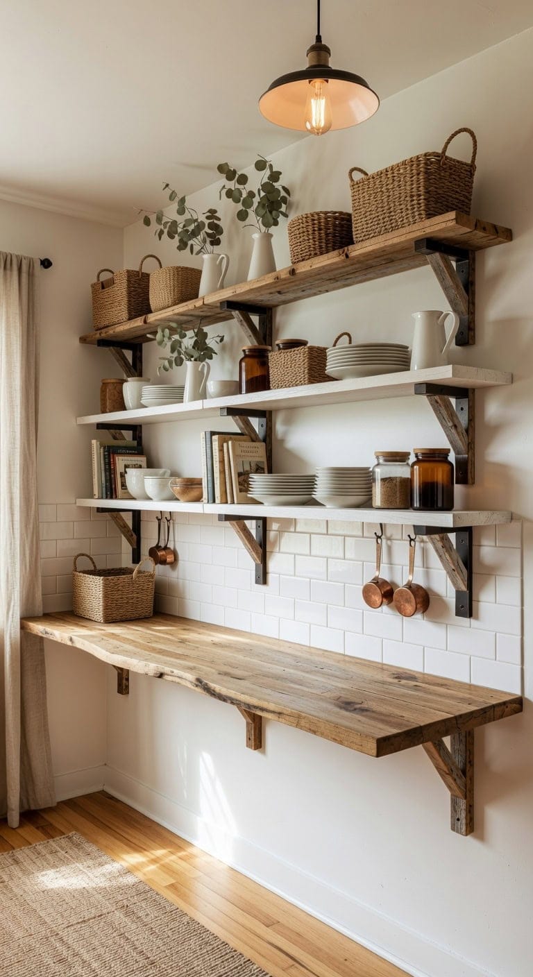 staggered asymmetrical shelves create visual interest