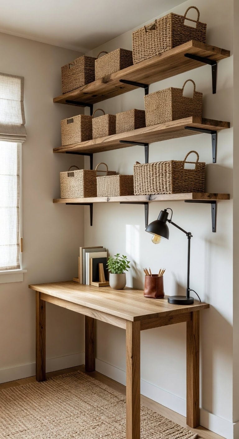 streamlined vertical storage declutters workspace