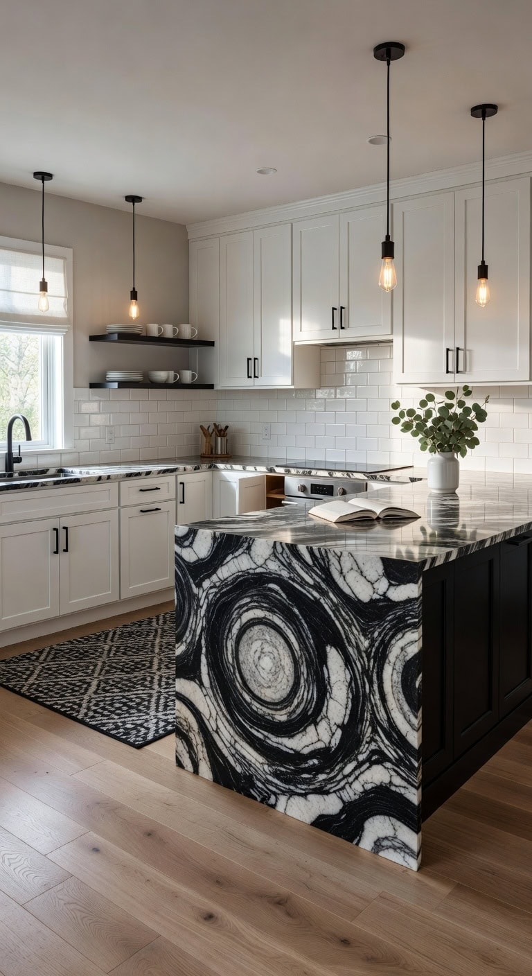 striking black and white granite